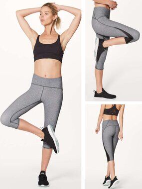 Lululemon Train Times Crop 17" Luxtreme In Fractal Alpine White Black / Black